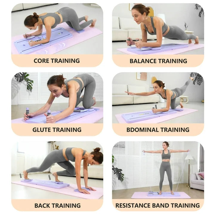 Foldable Pilates Board Reformer 4 in 1 Multifunctional Core Exercise Set Ab Trainer