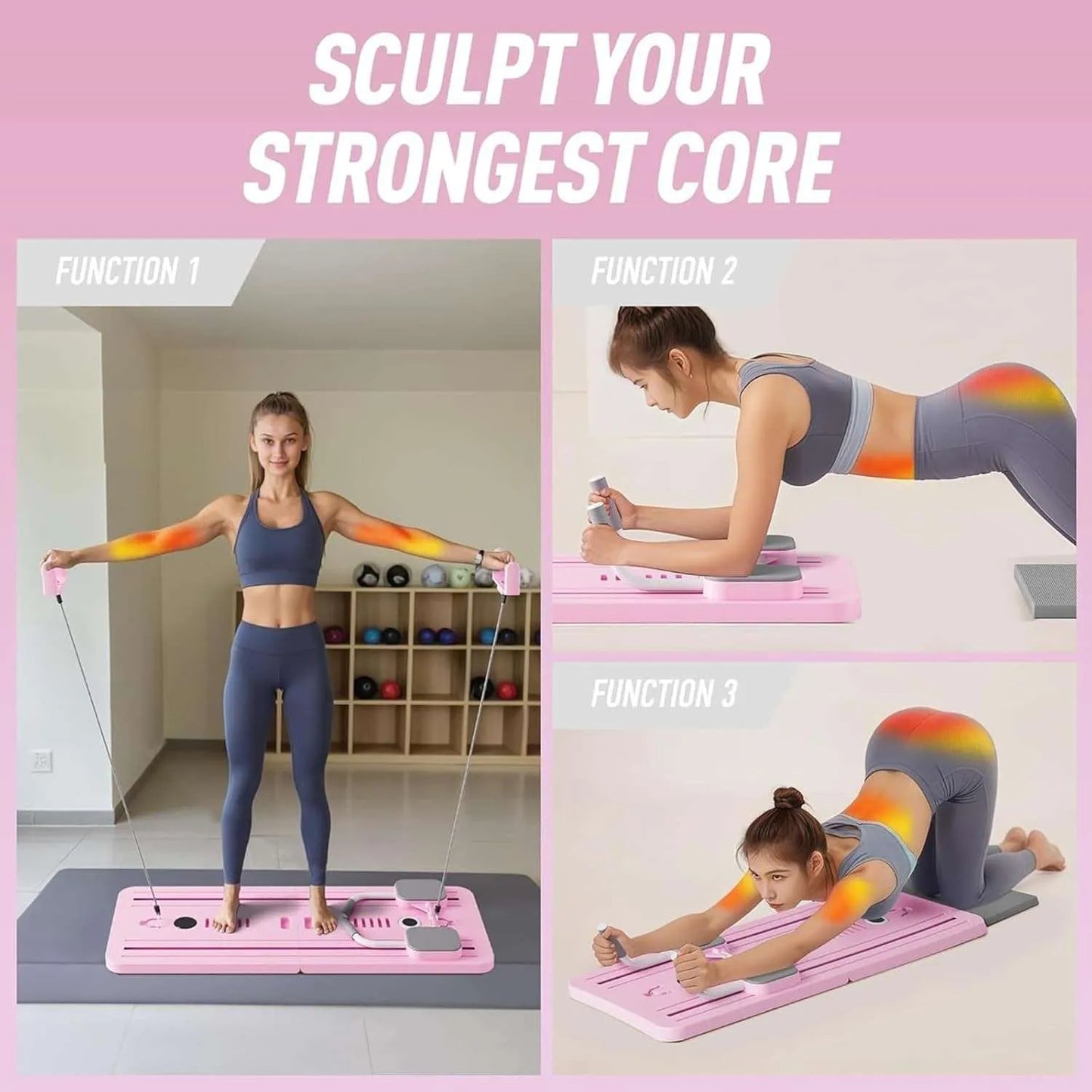 Foldable Pilates Board Reformer 4 in 1 Multifunctional Core Exercise Set Ab Trainer