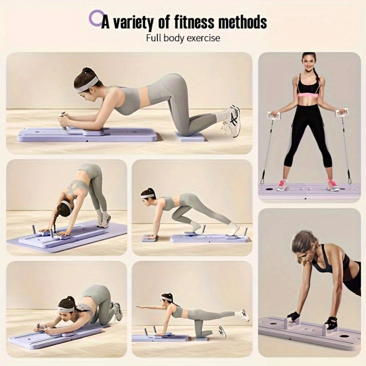 Foldable Pilates Board Reformer 4 in 1 Multifunctional Core Exercise Set Ab Trainer