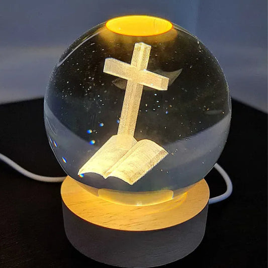 3D Crystal Bible & Cross LED Night Lamp ✨