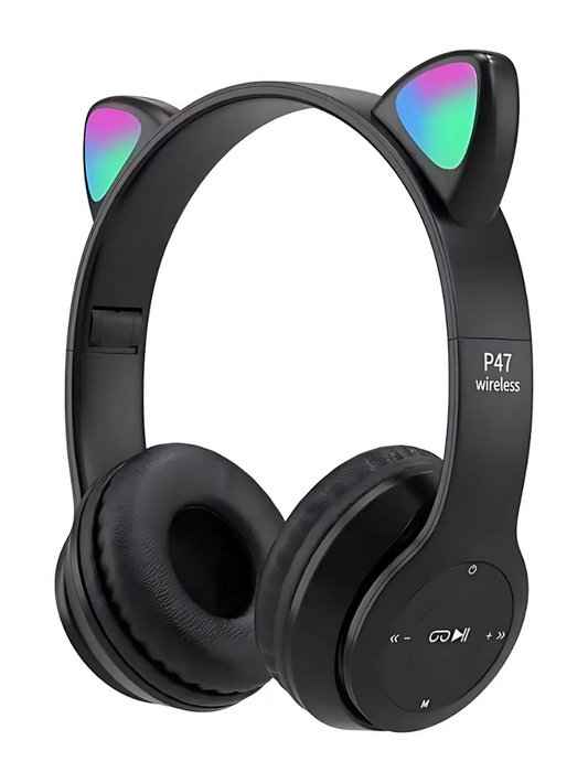 Cute Cat Ear Wireless Bluetooth Headphones – Foldable & Stylish