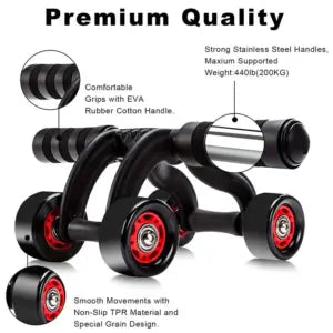 Abs Roller – 4-Wheel Ab Roller Abdominal Workout Fitness Exercise Equipment