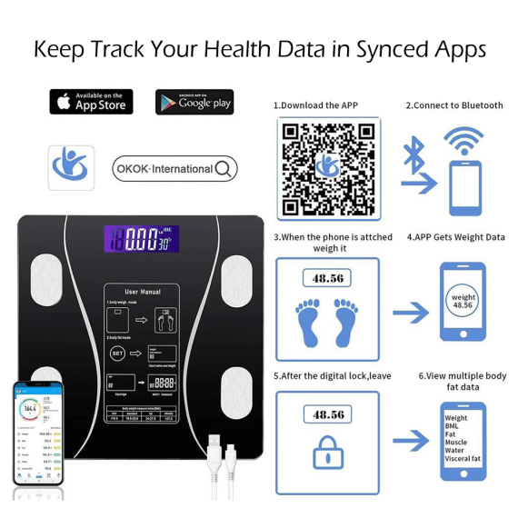 Bluetooth Smart Body Scale Weighing Machine.