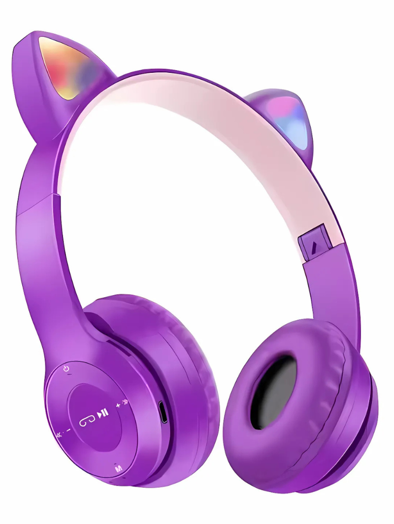 Cute Cat Ear Wireless Bluetooth Headphones – Foldable & Stylish