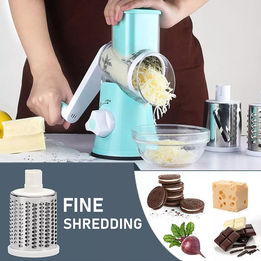 3 in 1 Vegetable Chopper - Drum Style Cutter, Slicer & Chopper